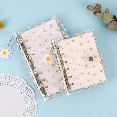 A7 Cute Daisy Spiral Binder Notebook Agenda κάλυμμα με τσάντα αποθήκευσης Kawaii Διαφανές σχολικό ημερολόγιο Journal Planner Stationery