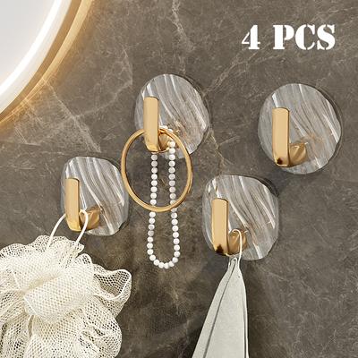 4pcs Transparent Self-Adhesive Wall Hooks Multi-functional Key Coat Cloth Hanger for Bathroom and Home Easy Damage-Free Setup ARI