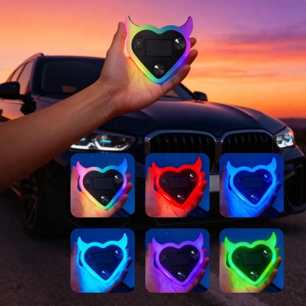 Rechargeable Car Solar Light Plastic LED Atmosphere Lamp Devil Heart-shaped Light  Car Interior