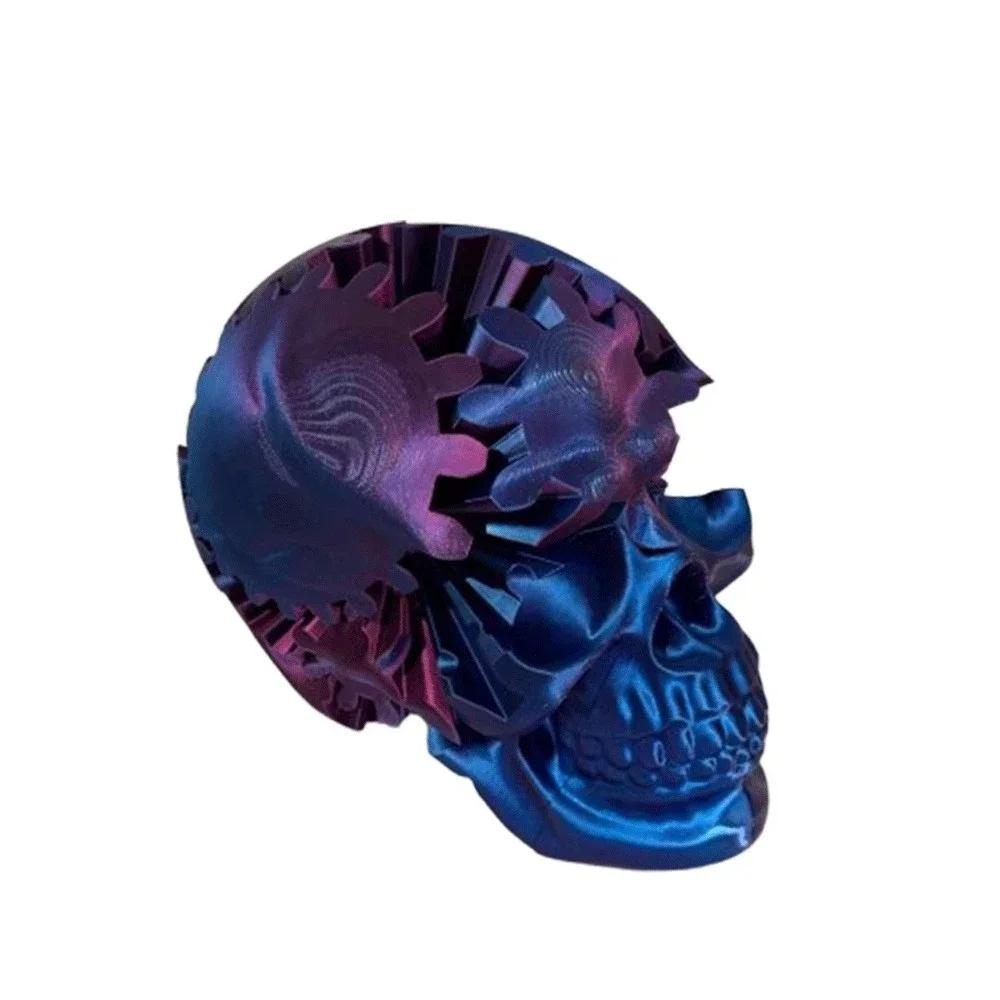 3D Printed Gearhead Skull Stress And Anxiety Relief Toys Creative Movable Ornaments Desktop Decor For Gifts
