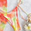 Badeanzug Damen Dreiteilig Tie Dye Neckholder Kordelzug Bedruckte Bikinis EMA