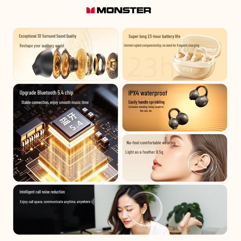 MONST M100 Kabellose TWS Bluetooth-Kopfhörer - Hochwertige Geräuschunterdrückende Sport-In-Ear-Kopfhörer