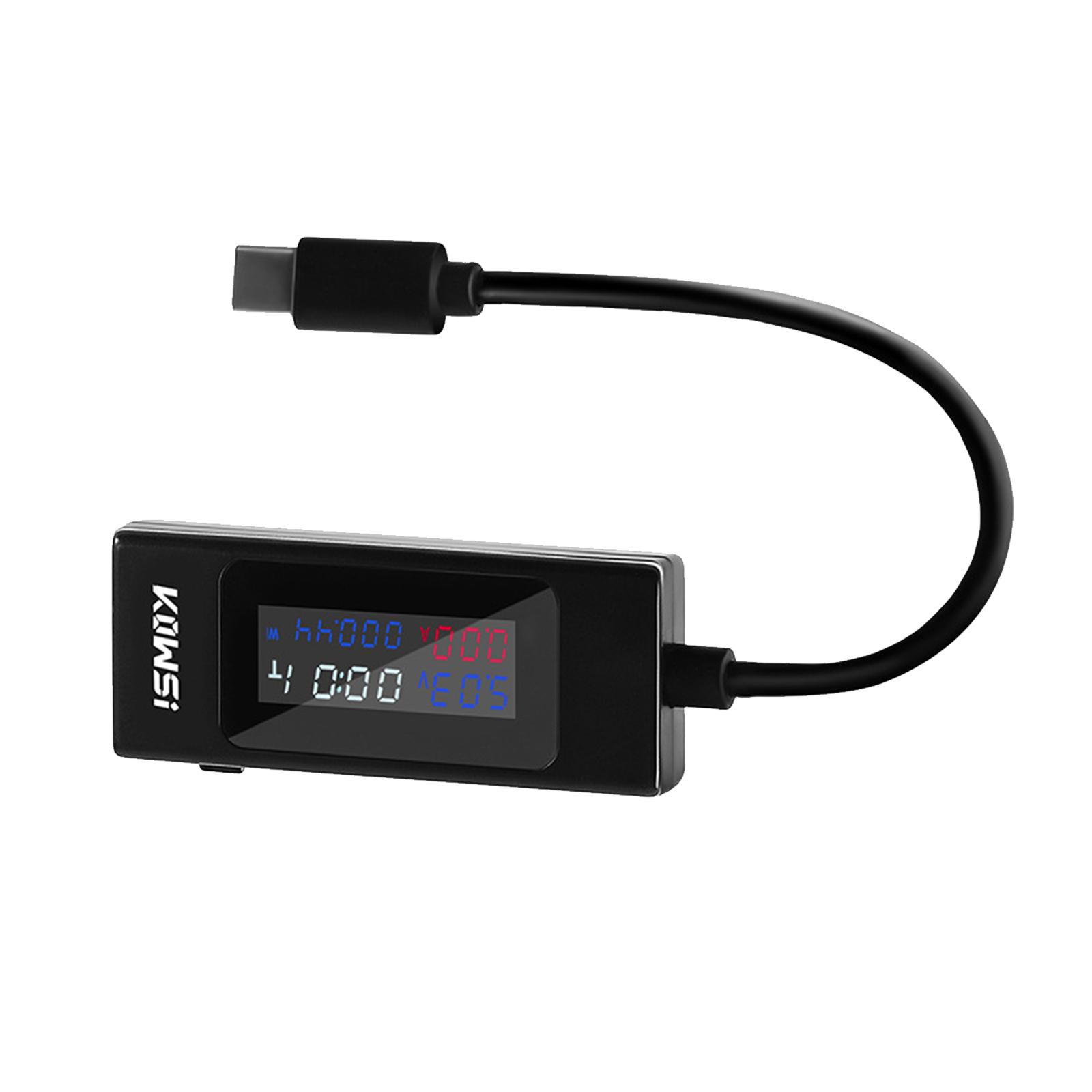 

Тестер USB-C Вимірювач потужності 4-30 В 0-6,5 А Тестер напруги та струму Вимірювач ємності USB Робочий час Амперметр Вольтметр Міцний чорний