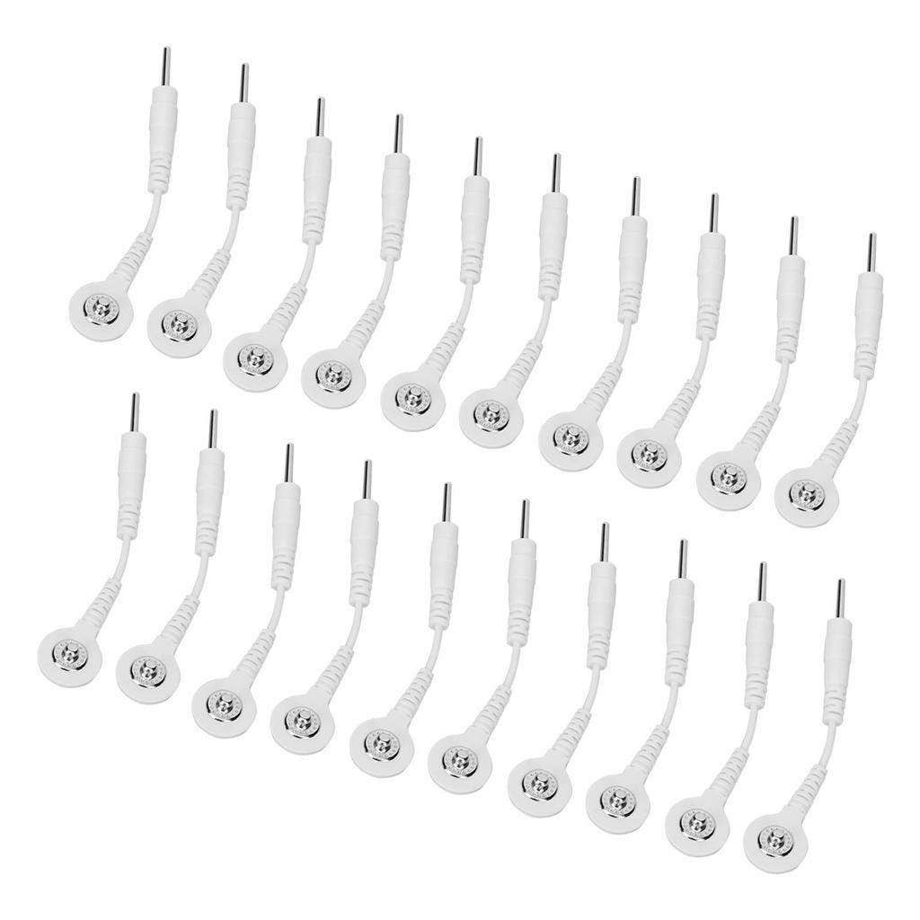 20Pcs Electrode Wires 2.0in Portable Replacement Button Electrode Lead Wires for Therapeutic Instruments White