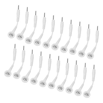 20Pcs Electrode Wires 2.0in Portable Replacement Button Electrode Lead Wires for Therapeutic Instruments White
