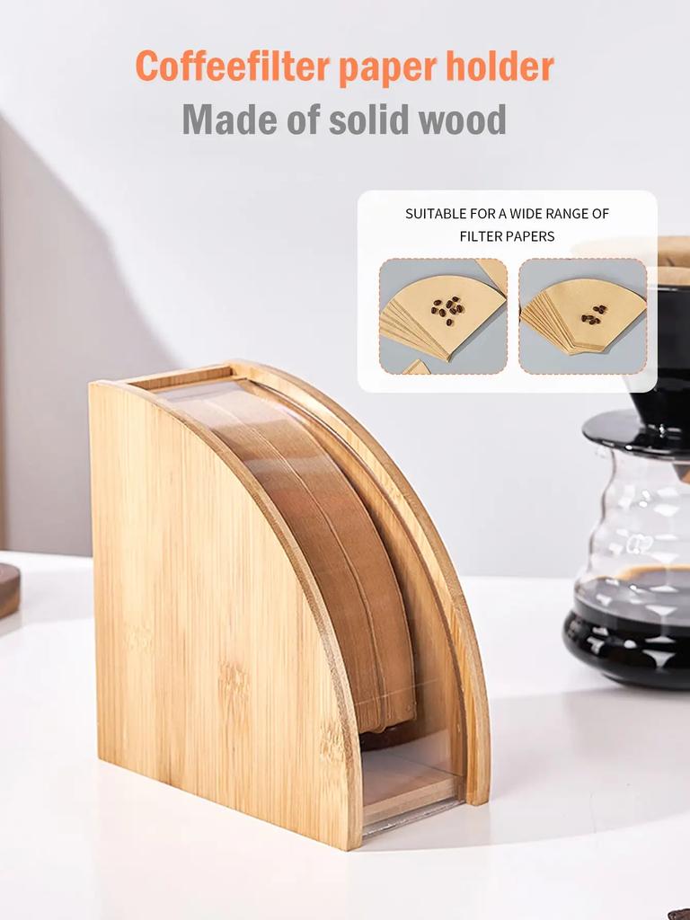 Leeseph Bamboo Coffee Filter Holder, Coffee Paper Storage Rack, Renewable Stand ,Coffee Filter Paper Container Stand