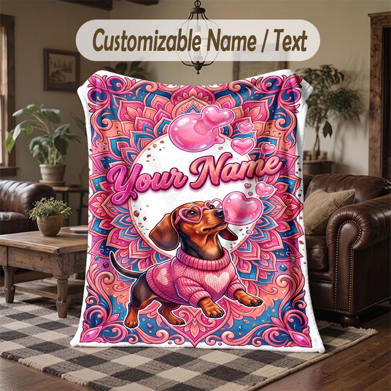 Cute Bear Friends Cafe Theme Throw Blanket Custom Name Text Personalized Blanket Soft Cozy Blanket for Home Sofa Bed