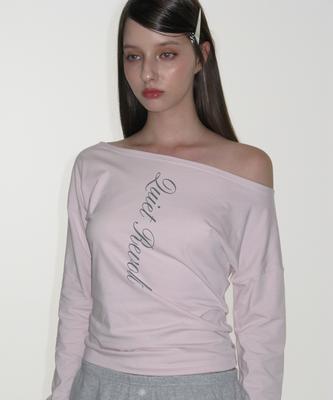 CRANK Lettering Off-Shoulder Top_Pink