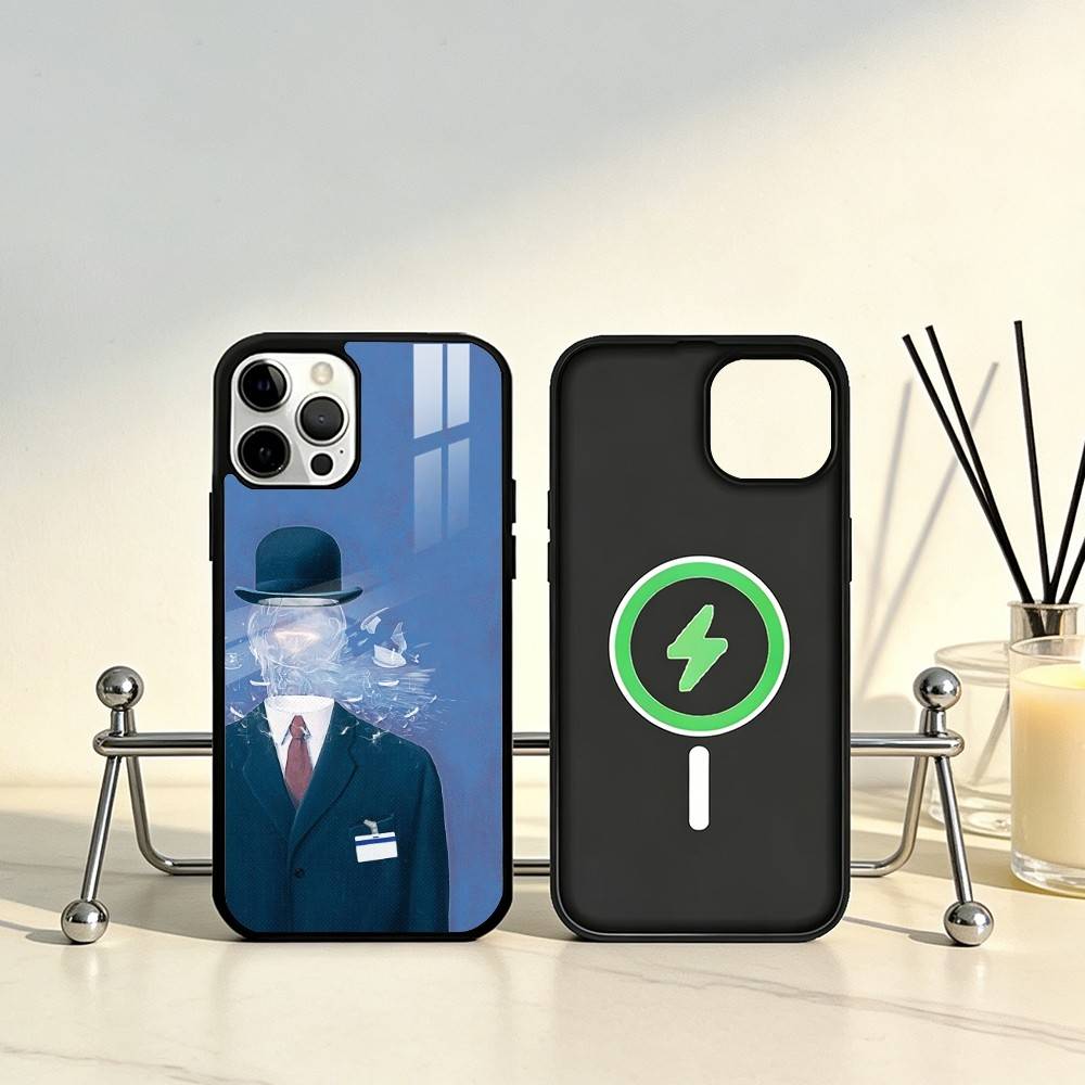 R-Rene M-Magritte Art Phone Case For iPhone17,16,15,14,13,12,11 Plus,Pro Max Magnetic For Magsafe Wireless Charging