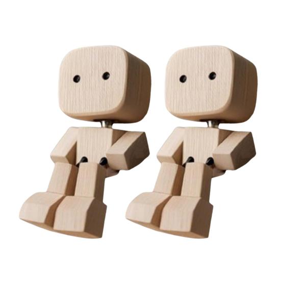 1/2/3Pcs Shaking Wooden Man Figurine Handmade Shaking Feet Wooden Doll Car Dashboard Desktop Decoration Ornament