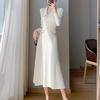 French Elegant Autumn New Knitted Dress Women Vintage Slim Long Sleeved Dresses Party Korean Fashion Designer Casual Clothing