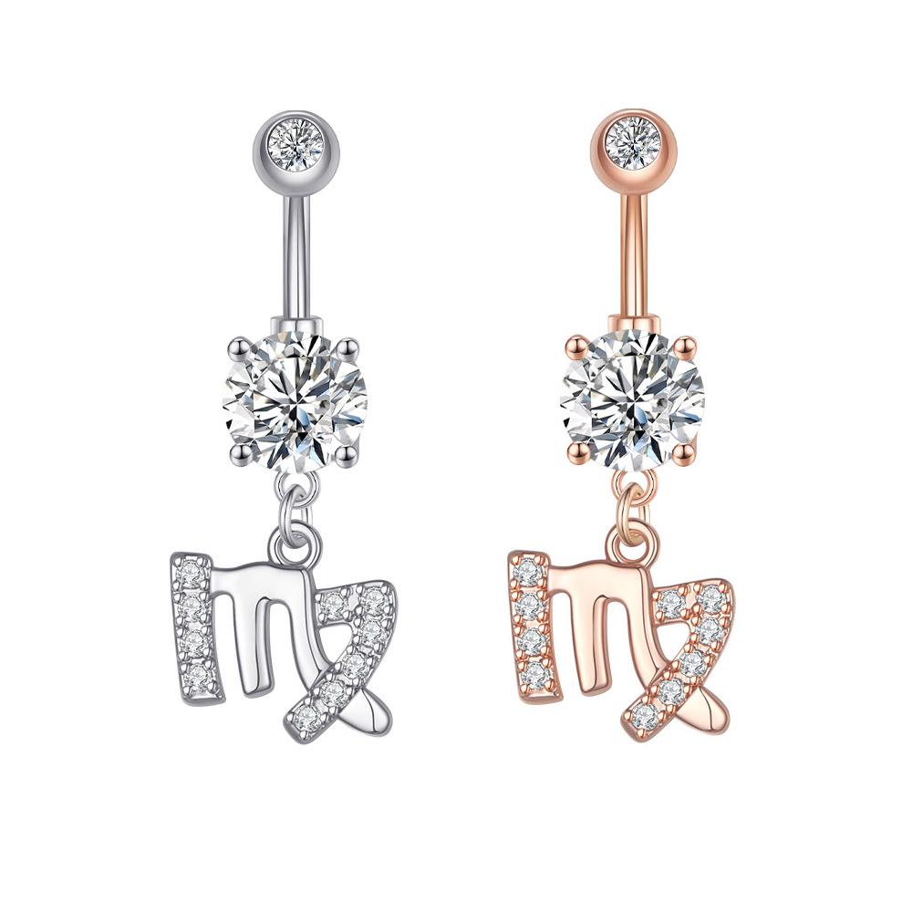 Zircon Belly Button Ring - Twelve Constellations Design