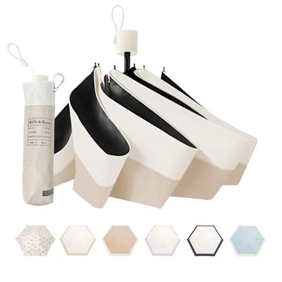 Folding Umbrella Full Blackout Folding Umbrella X Hook Pouch Parasol for Both Sun and Wind Water Folding Umbrella with UV UPF Small Storage Pouch UV