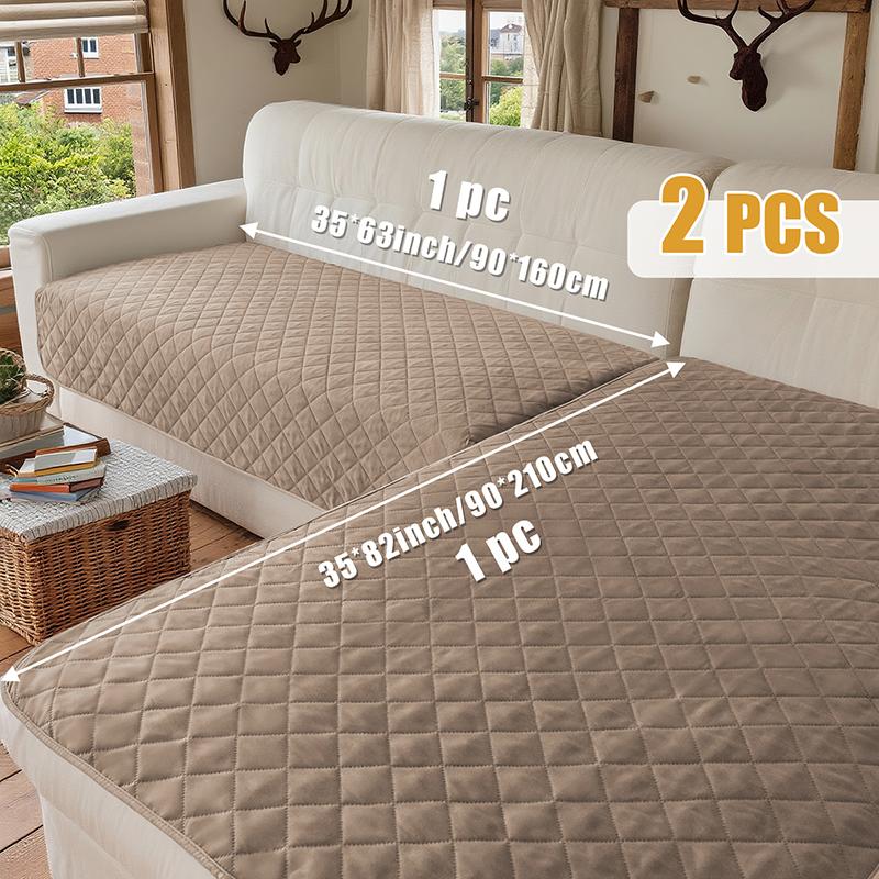 

2pcs/set Quilted Sofa Seat Covers Pets Dog Bed Mattress Cover L-Shape for Living Room Non-Slip Couch Protector Home Sofa Mat 90x160 and 90x210cm