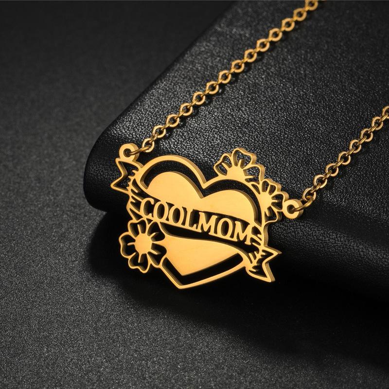 Shunquan Jewelry DIY Hollowed-Out Ribbon Heart Flower Letters Stainless Steel Women s High-Style Versatile Pendant Necklace 41-50cm золотой