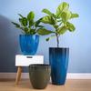 Deep Flower Pot Imitation Ceramic Plant Pot with Drainage Hole Resin Monstera Planter with Saucer for Indoor Outdoor Plants Home Garden Office Decor