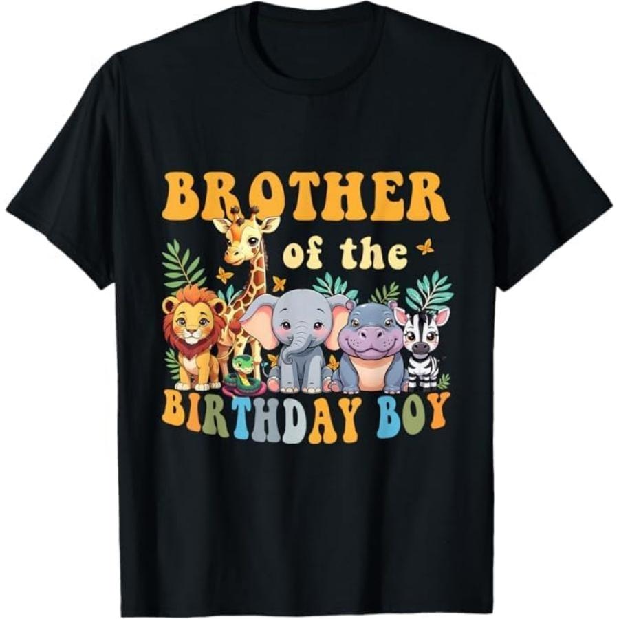 Brother of The Birthday Boy Safari Jungle Animal Matching T-Shirt TiuH Mens Womens Tank Top Sweatshirt Hoodie Black S