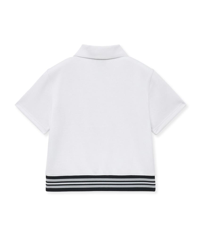 YALE Women'S Crop Banded Polo Shirt_White
