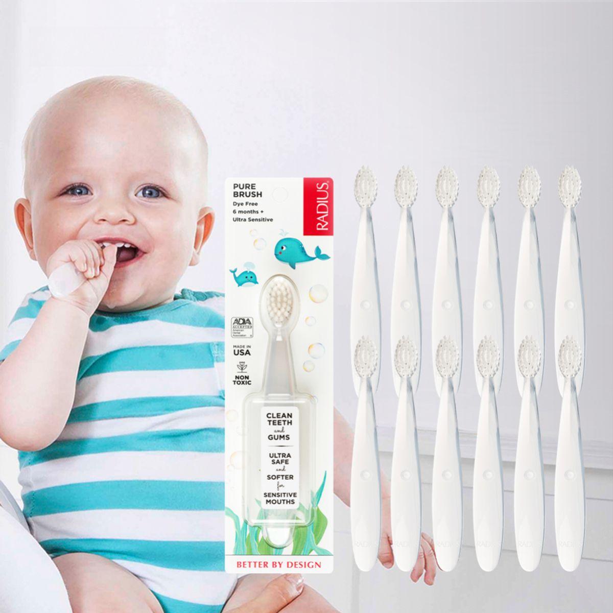 Radius Pure Baby 12-Pack Toothbrushes for 6-18 Months Toddlers