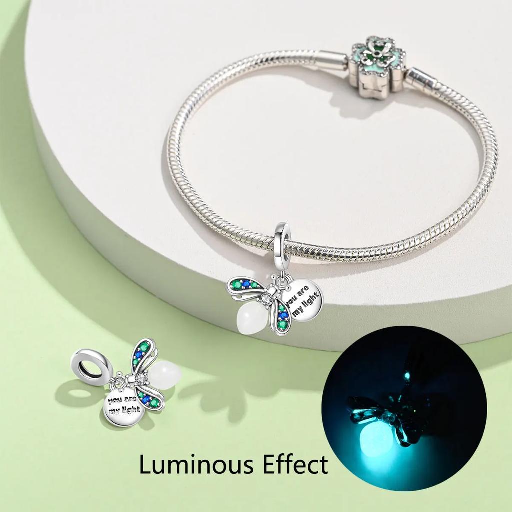 Copper Glow In The Dark Chameleon Charm Fit Original Bracelet Bead For Women Diy Luminous Firefly Fine Jewelry Gift