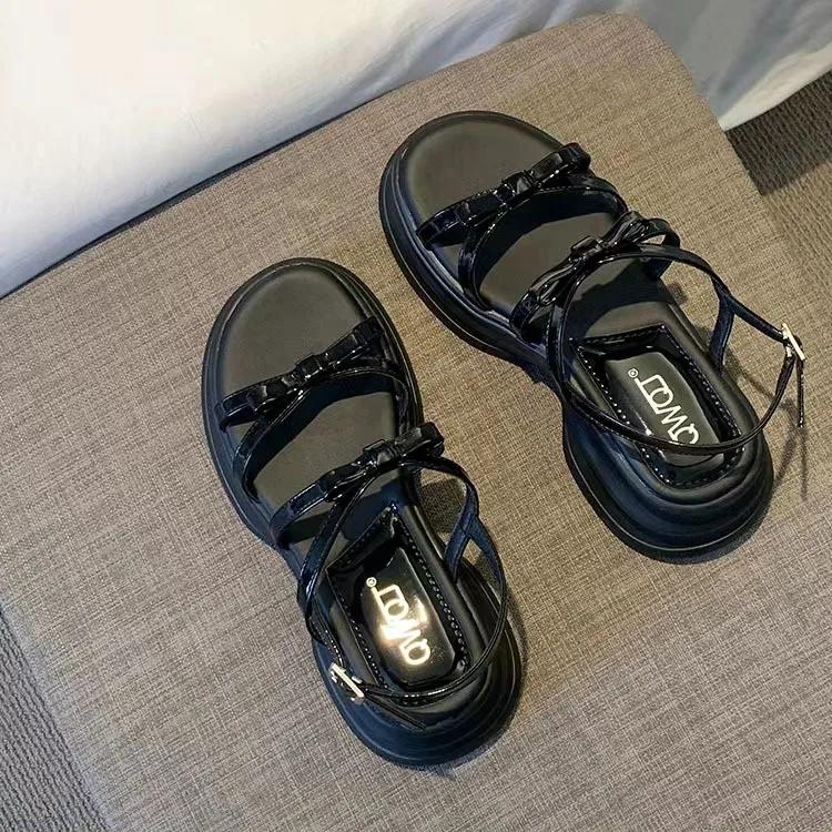 

Fashion Platform Sandals Women s 2025 New Summer Wear Height-increasing Roman Shoes 35 чёрный