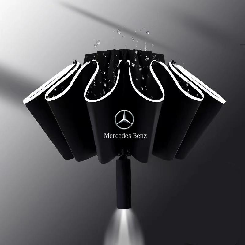 

Hot Car Sticker Automatic Umbrella with LED Reflective Strip Rain Wind Umbrella For Mercedes Benz W211 W203 W204 W210 W124 AMG W чёрный
