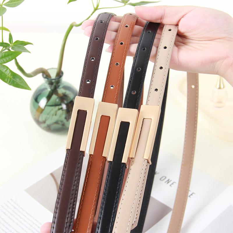 Korean PU Leather Thin Waist Strap Belt For Women Adjustable Fashion Skirts Jeans Decorative Belts Casual Accessories