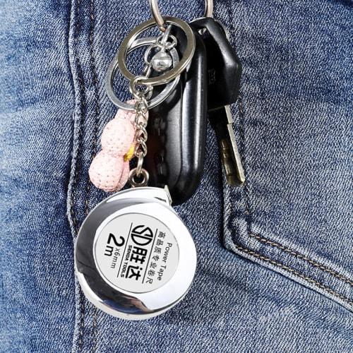 2m Mini Tape Measure with Keychain, Portable and Flexible, Automatic Rewind, Accurate Measurements for Waist, Abdomen, and Chest Measurements, for Sew