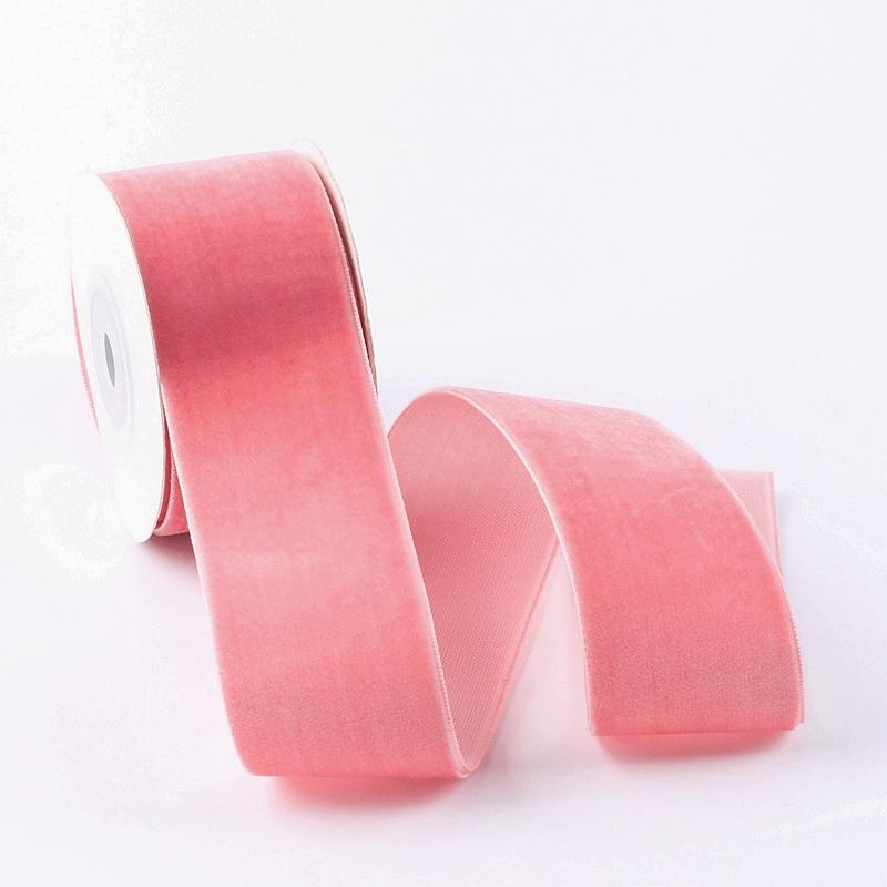 Eco-Friendly 38mm Single-Sided Flocked Velvet Ribbon Spool for Gift Wrapping DIY Bows Hair Accessories Birthday Cake Box Bands