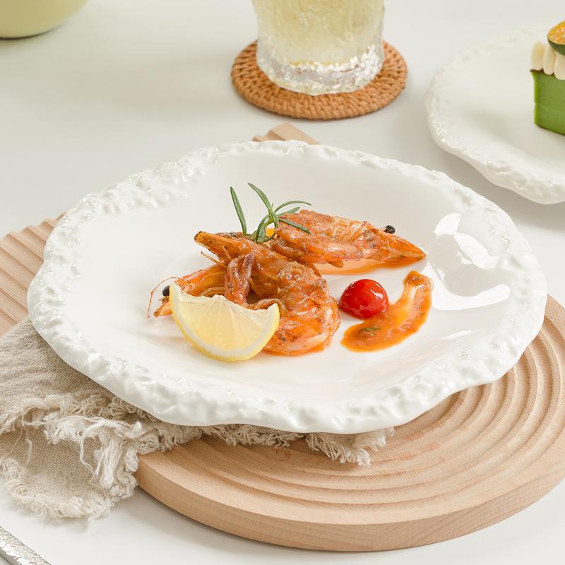 High-Value Stone Pattern Western Plate Nordic Style Ceramic Plate Home Cake Dim Sum Plate Restaurant Dish Plate New Style
