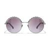 CHANEL round frame sunglasses dark silver and red red gradient lenses