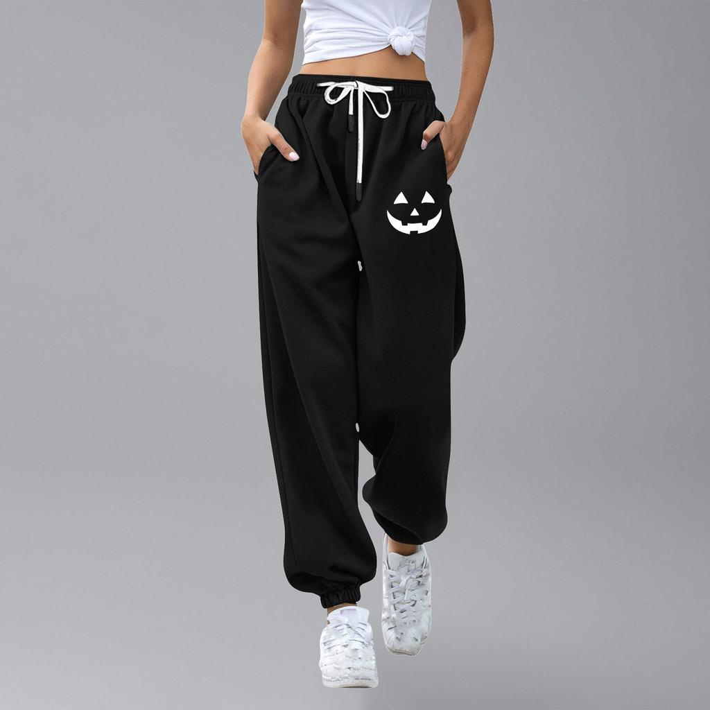 מכנסי טרנינג קז'ואל לילדים ספורט יום ליל כל הקדושים מודפס מגרדיאנט כיס שרוך