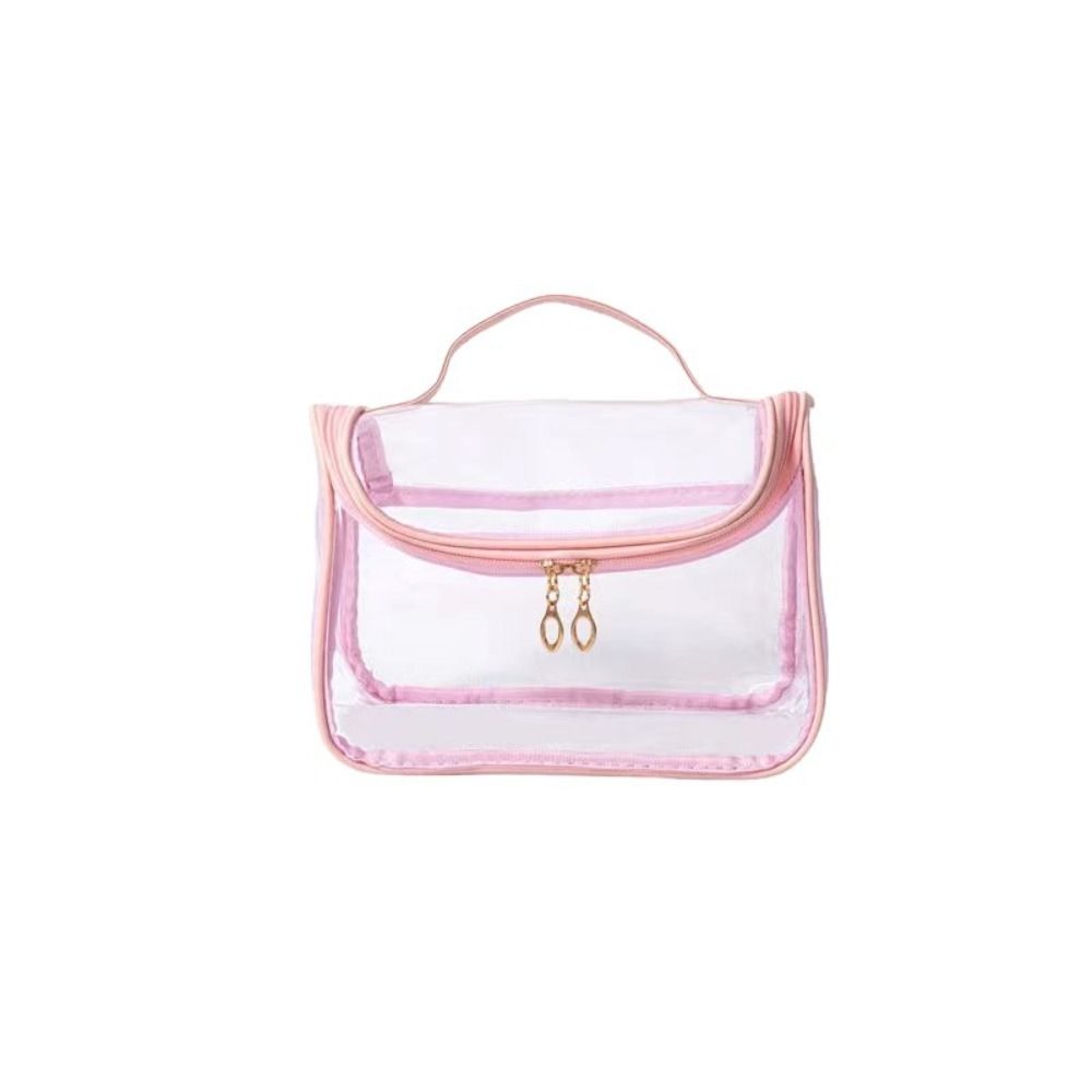 Zippered Travel Cosmetic Bag Transparent PVC Makeup Storage Pouch Daily Storage Pouch Home Use