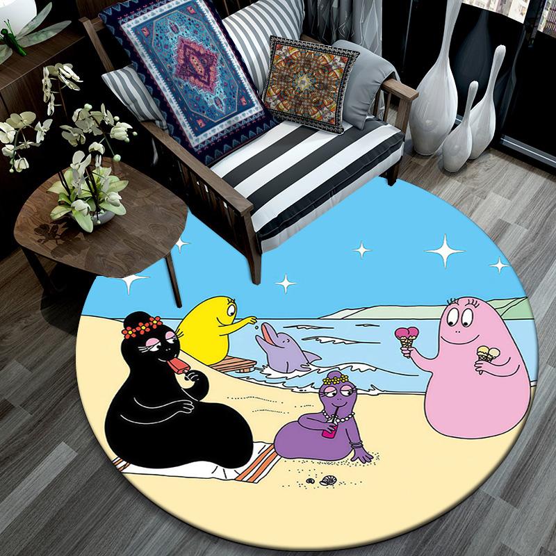 Barbapapa2 Round Area Rug,Carpet Rug for Living Room Bedroom Sofa Playroom Decor,Non-slip Floor Mat