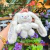 Plush Fluffy Rabbit Pendant Keychain With Flower Design For Accessories Backpack