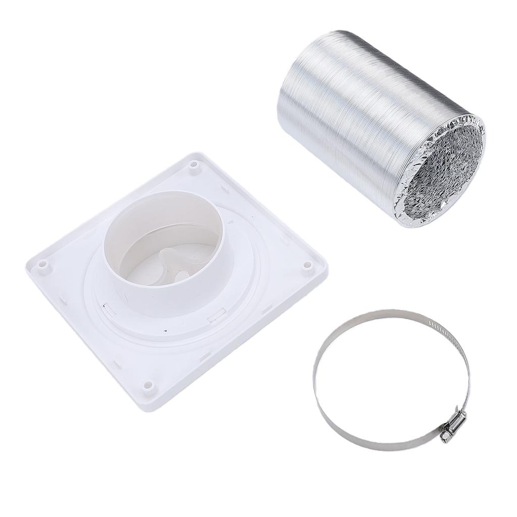 Dryer Vent Connection Kit Fit 4 Inch Duct Quick Connect Coupling Wall Flange Plate Aluminum Foil Hose and Clamp for Bathroom