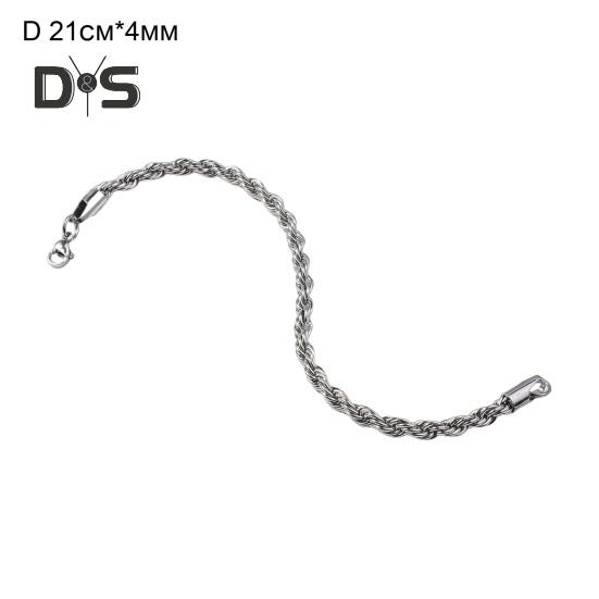 

Браслет унисекс, витая цепочка в стиле хип-хоп, нержавеющая сталь, полированная, антикоррозийная, хиппи, рок-звезда, певец, клубная вечеринка, наручные украшения D серебряный