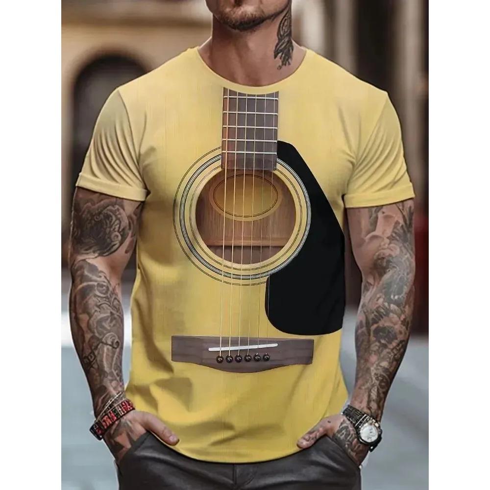 Summer Men's 3D Printed Crew Neck T-Shirt Fashion Versatile Breathable Trend Casual