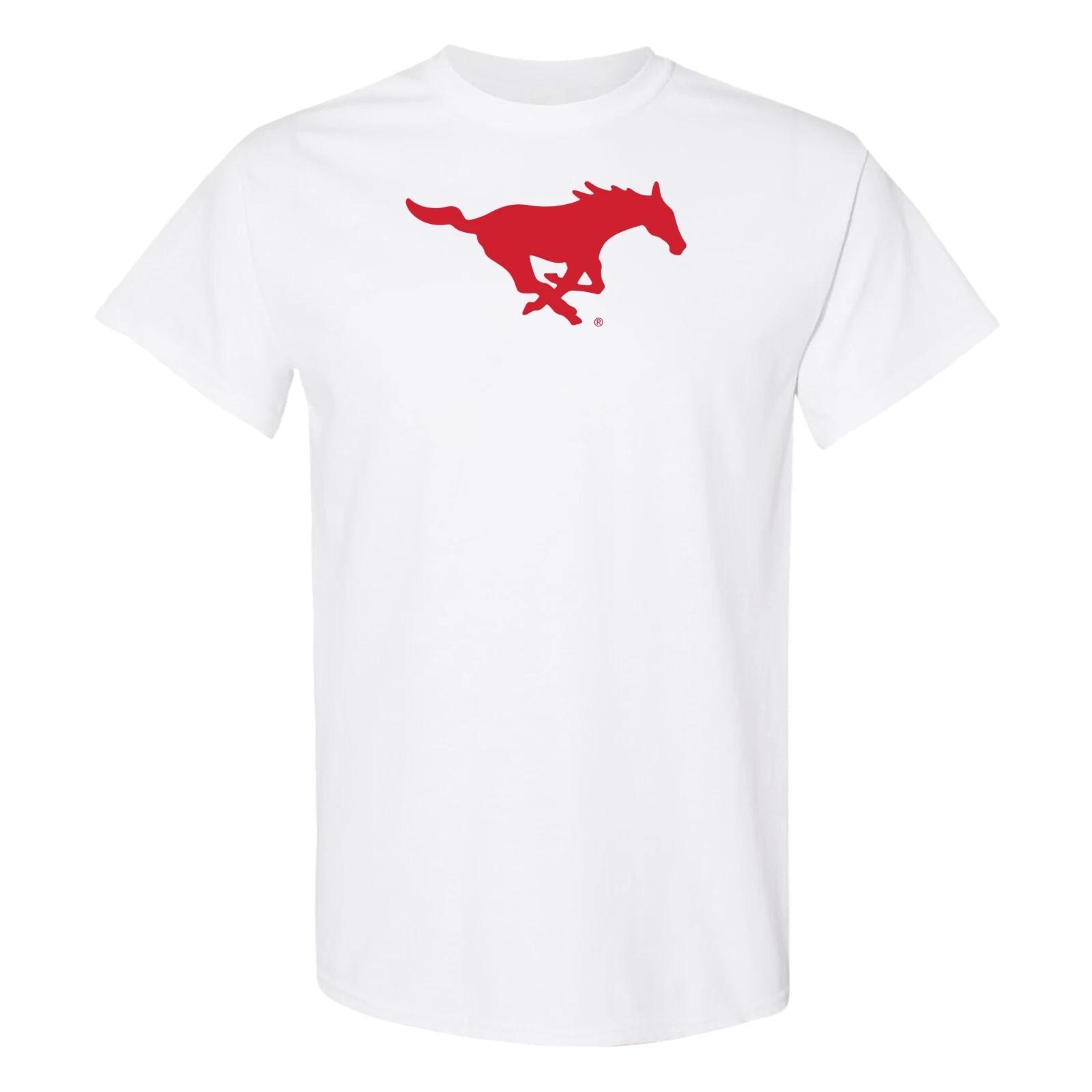 Southern Methodist University Mustangs Primary Logo T-Shirt - White 3XL