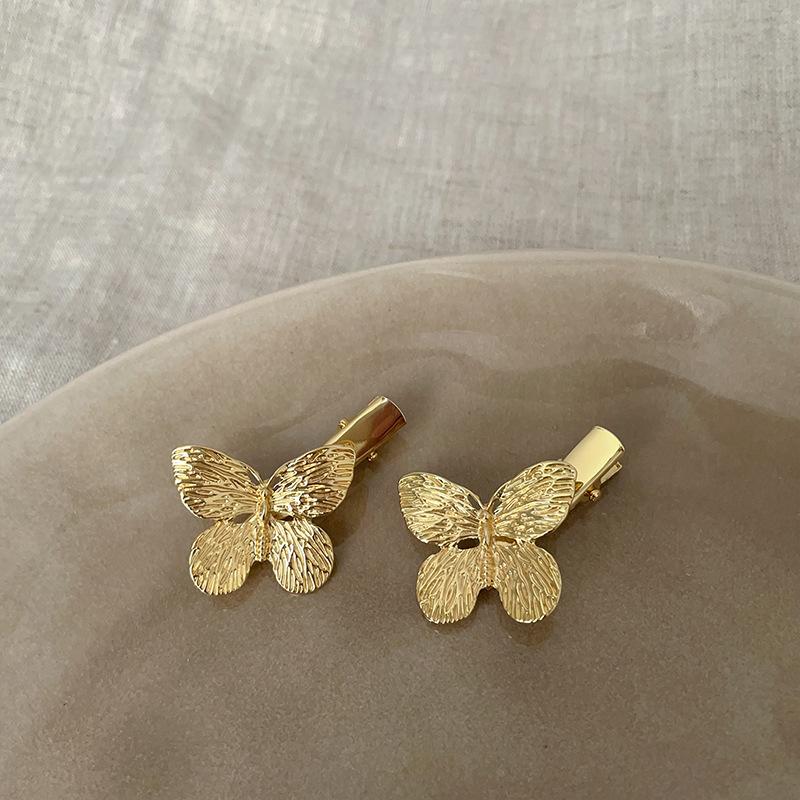 Retro Niche Butterfly Liquid Metal Hairpin Female Sweet Cool Simple Personality Versatile Temperament Fashionable Side Clip Hair Accessories