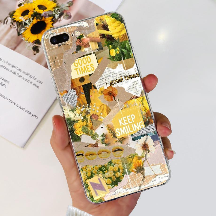 Per iPhone 7 8 7Plus 8 Plus Custodia per Telefono iPhone SE 2020 Cover Posteriore Morbido TPU Silicone Trasparente Paraurti Fiore Farfalla Coque Borsa