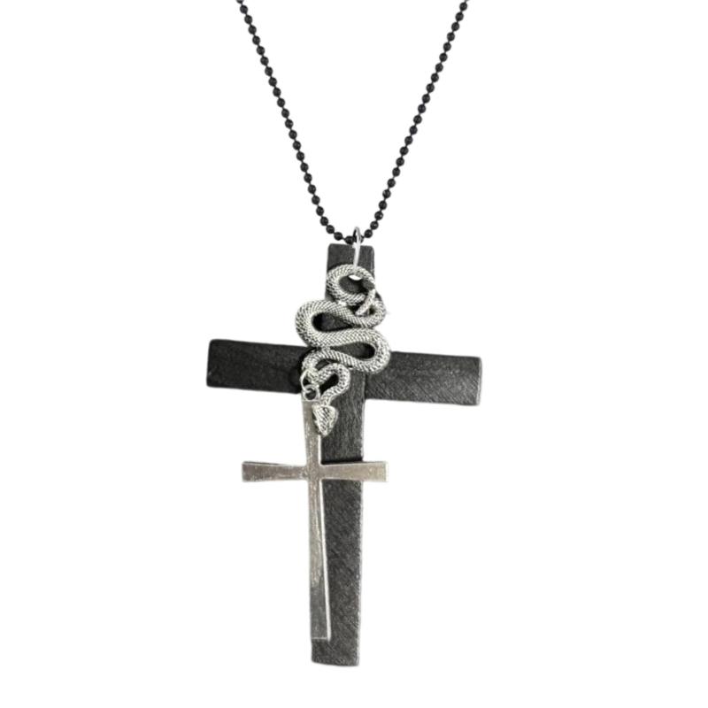 Unisex Crosses Charm Pendant Necklace with Sturdy Glass Special Gifts Accessory for Religious Occasions Daily Use