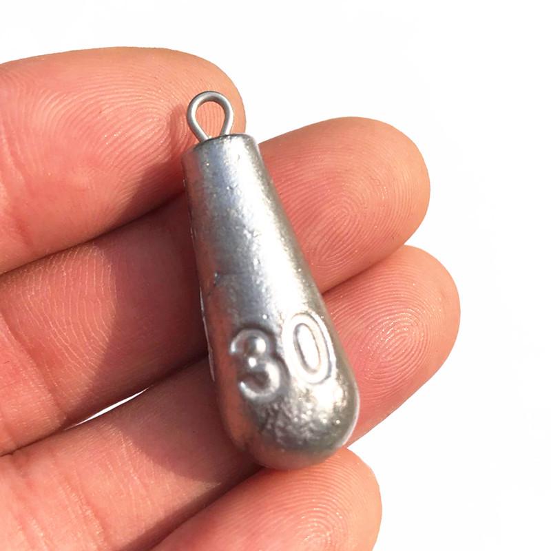 Teardrop Ring Lead Sinker - Bomb Shape Fishing Weight with Swivel for Sea Rod & Lure Rigging.