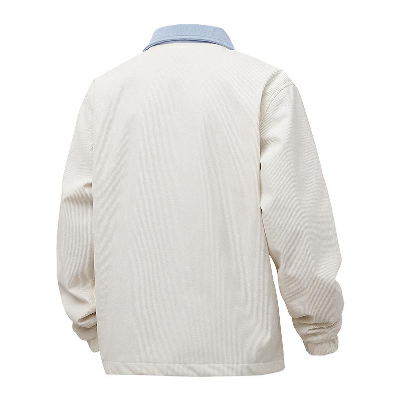 Spring and Autumn Corduroy Color Matching Denim Collar Leisure Sports Men's Jacket Coat