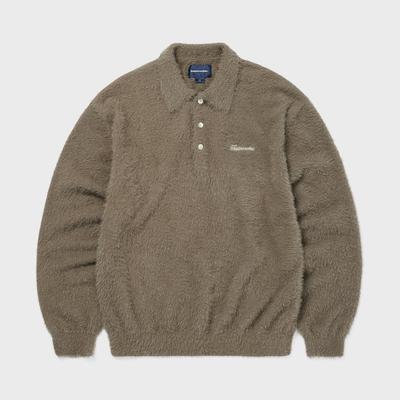 ThIs Is Never That Sct Logo Shaggy Knit Polo Mud
