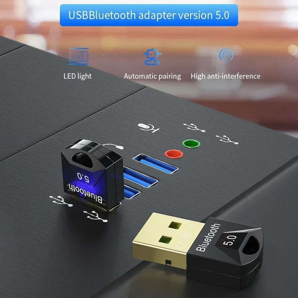 Bluetooth 5.0 USB Dongle Adapter PC Wireless Audio Receiver Transmitter Mouse Speaker aptX Compatible