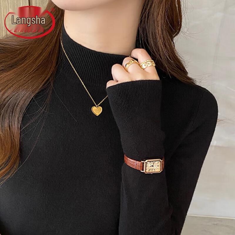 

Langsha Women s Half-High Collar Knitted Thermal Sweater L