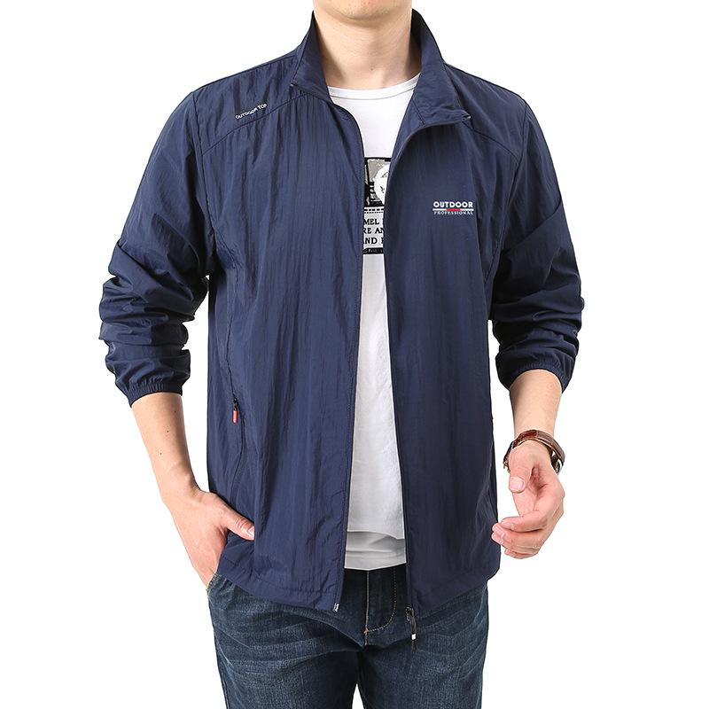 Men's Summer Stand-up Collar Loose Fit Casual Outdoor Windbreaker - Breathable, Hoodless Skin Coat