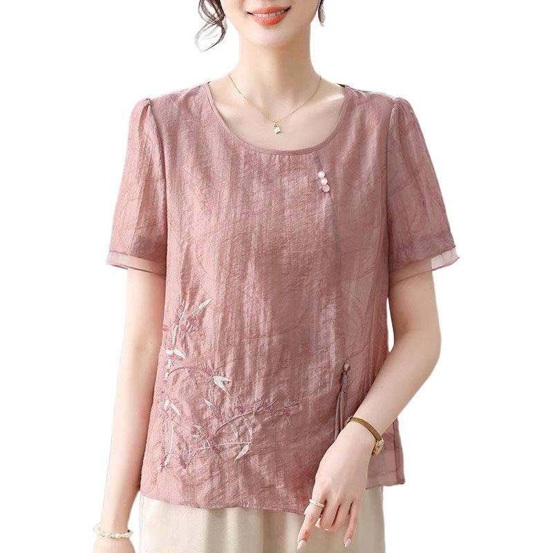 2026 Summer Fashion Set: Short-Sleeved Top & Chinese-Style Two-Piece for Moms and Elders
