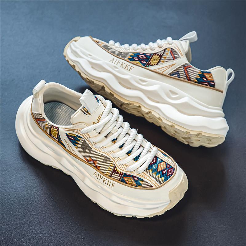 Men Low Top Casual Shoes Personality Thick Soled Daddy Shoes Male Sports Sneakers Trainers Street Culture Walking Footwear Man